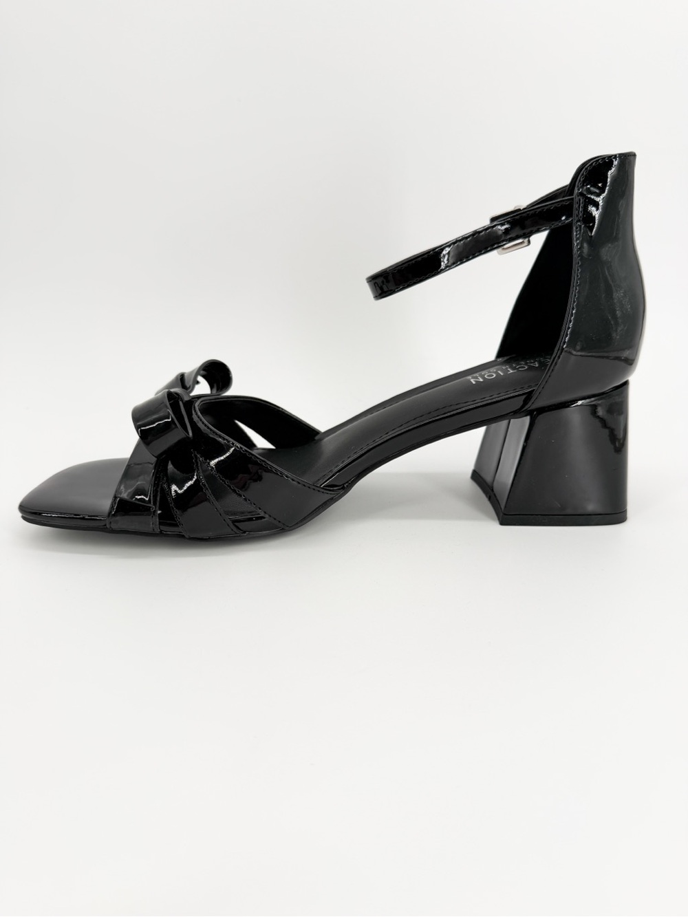 Kenneth Cole Reaction Nissy Bow Patent Ankle Strap Heeled Sandals Black 11 NEW - Picture 8 of 15